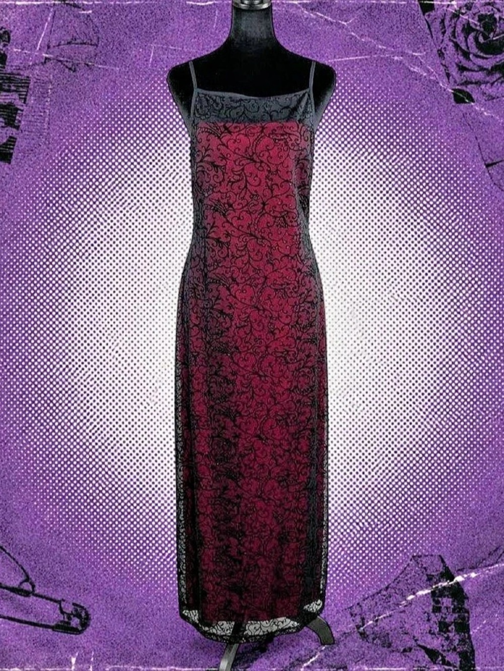 Next Up Floral Maxi Dress in Red & Black Size Medium